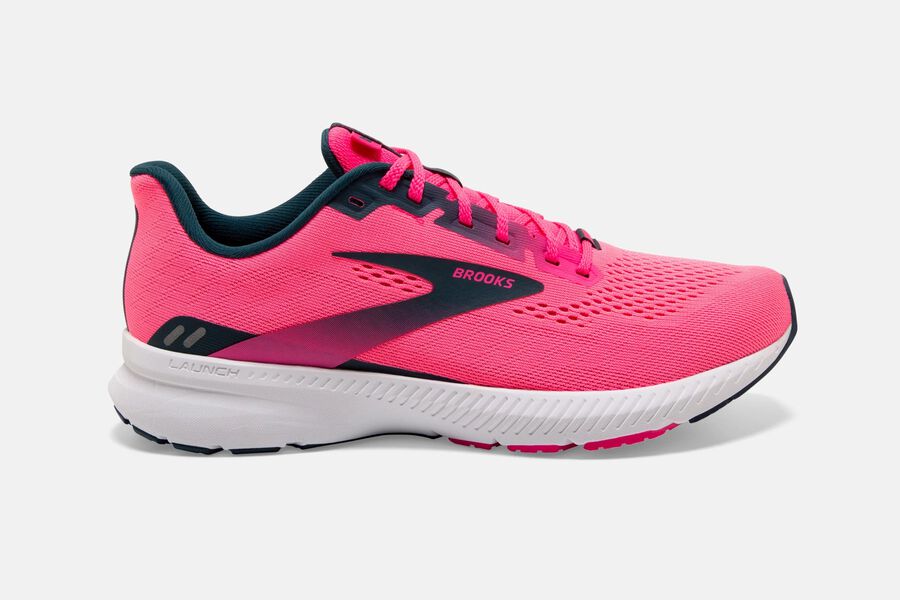 Launch 8 Road Brooks Running Shoes NZ Womens - Pink/Navy - CSANZH-651